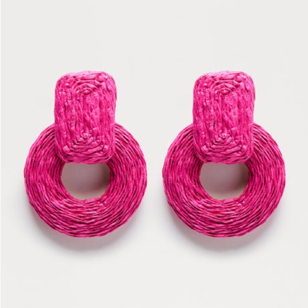 Fashion Nova Fuchsia Woven Earrings